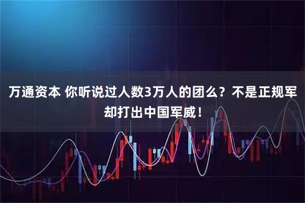 万通资本 你听说过人数3万人的团么？不是正规军却打出中国军威！